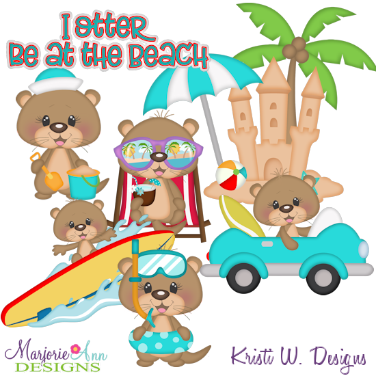 Beach Otters SVG Cutting Files Includes Clipart - Click Image to Close